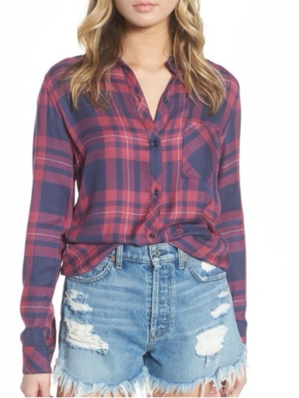 Rails Rayon Plaid Soft Button Up Shirt size Small
